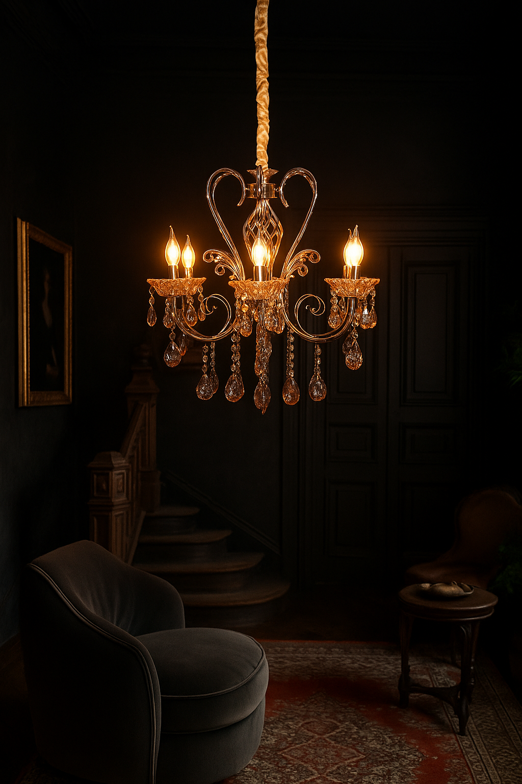Antique Italian Crystal Style Ceiling Chandelier