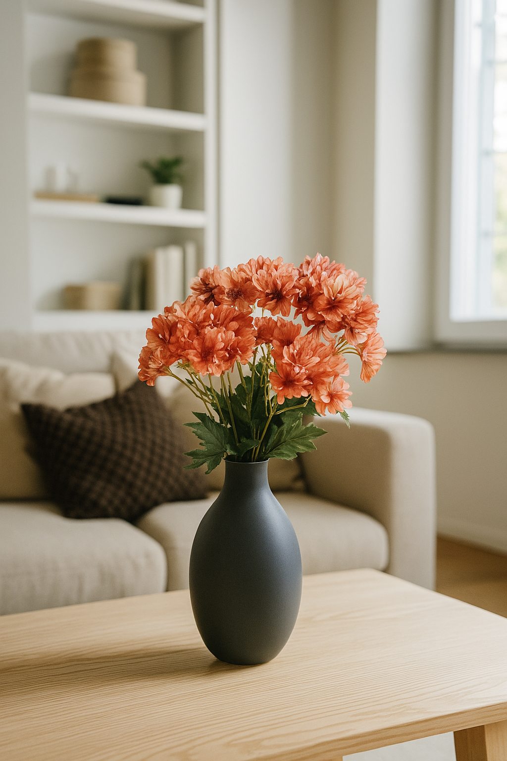 Chrysanthemum Flower Bunch 48cm Orange (Pack of 5)