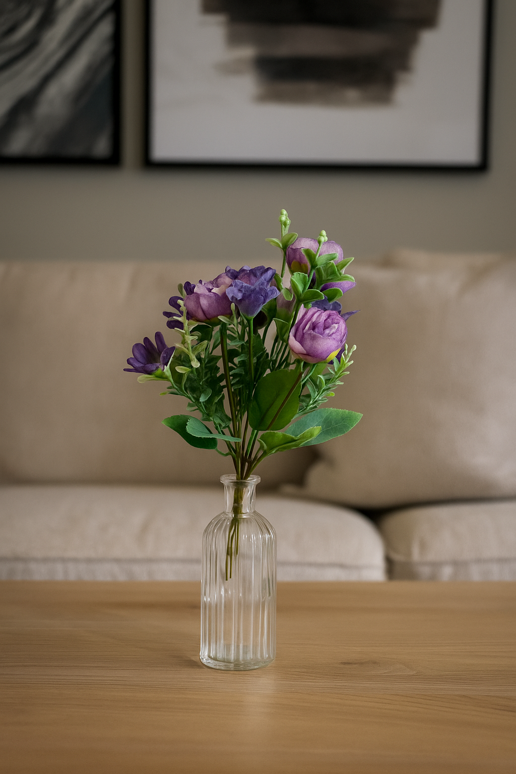 Peony Blooms Flower Bunch 30cm Purple (Pack of 5)