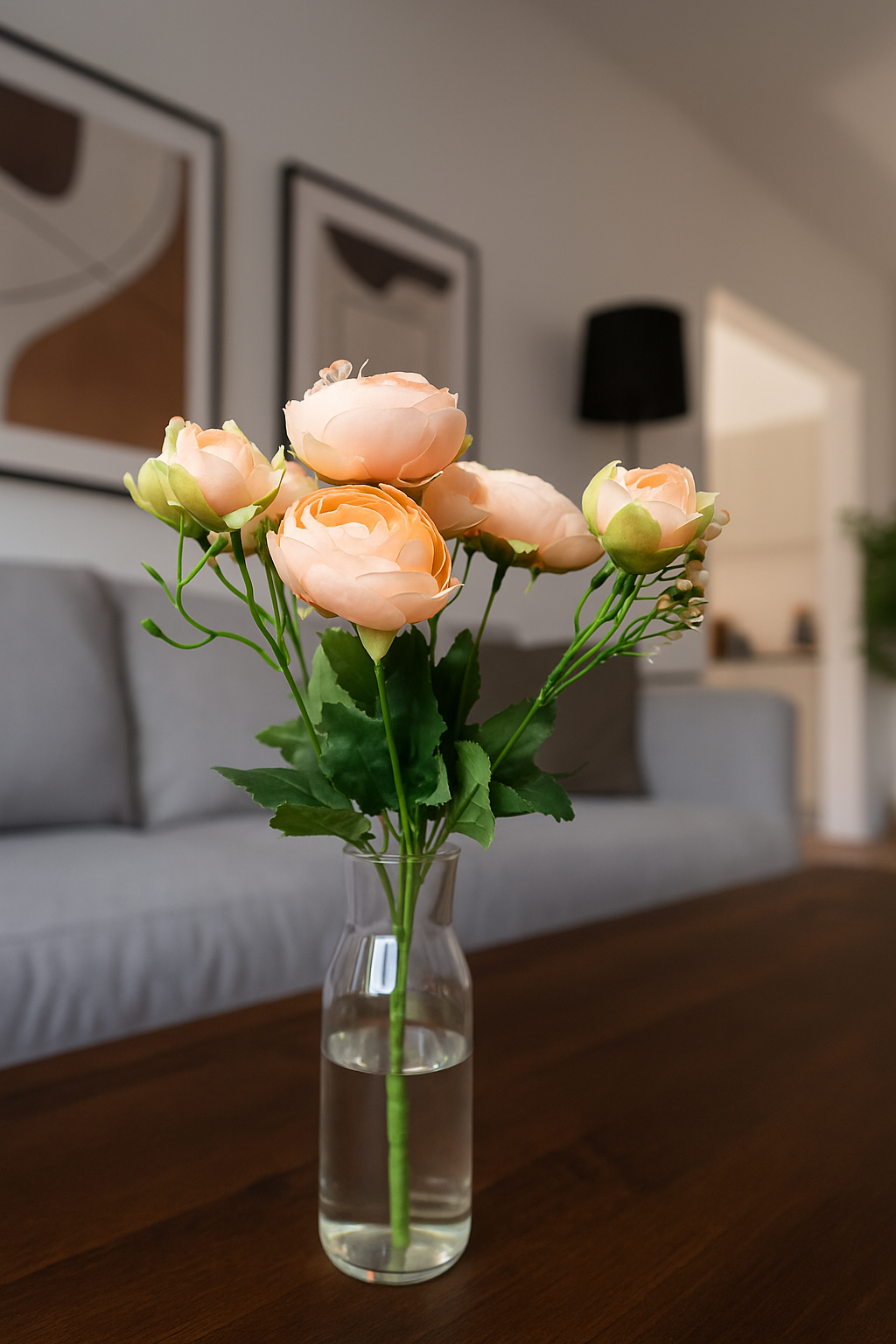 Peony Blooms Flower Bunch 30cm Dark Peach (Pack of 5)
