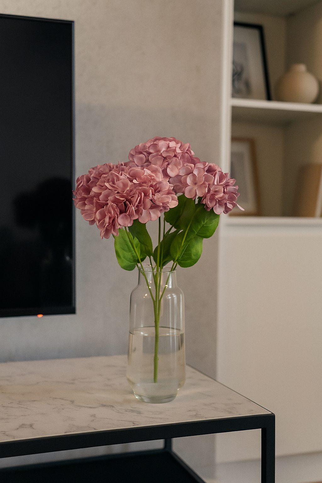 Premium Hydrangea Bunch 5 Stick 48 cm Onion Pink (Pack of 5)