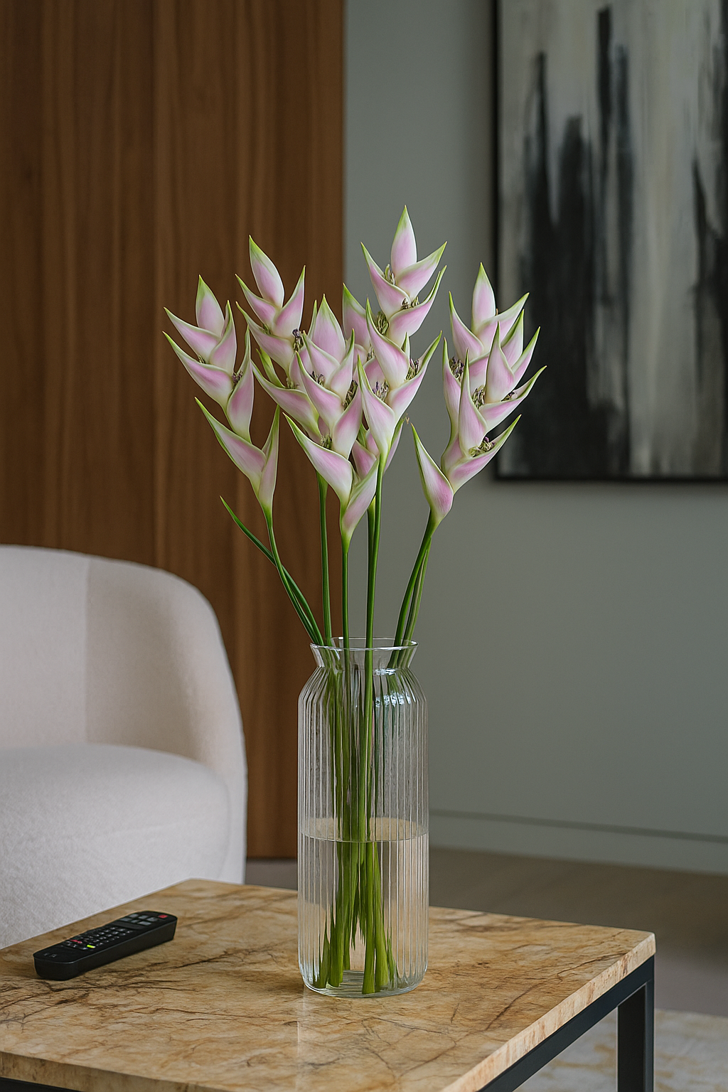 Heliconia Stick 9 Flower 123cm Light pink (Pack of 10)
