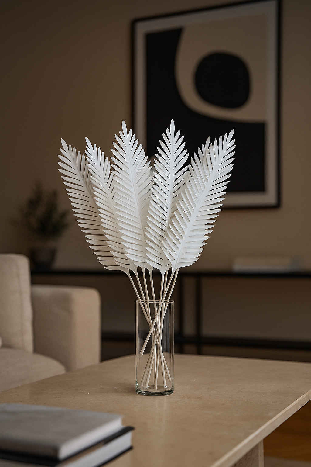 Leaf Stick Palm 50x18 cm White (Pack of 10)