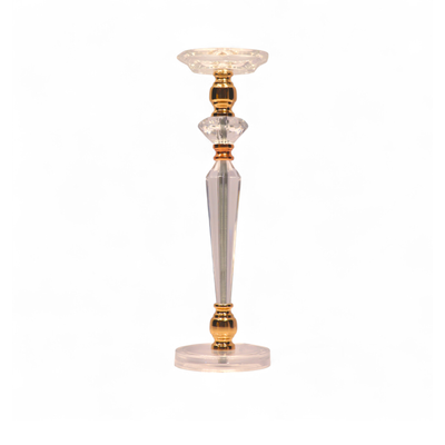 Elegant Gold & Clear Acrylic Crystal Candle Holder