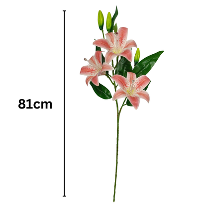 Lily Stick 3 Head 32" Pink White (Pack of 10)
