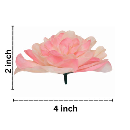 Pink flower with measurements on a white background