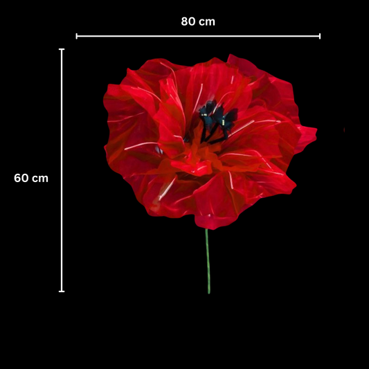 Organza Fabric Flowers Without Stand 70cm Red (Pack of 10)