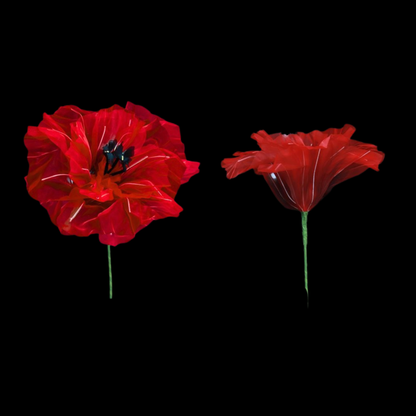 Organza Fabric Flowers Without Stand 70cm Red (Pack of 10)