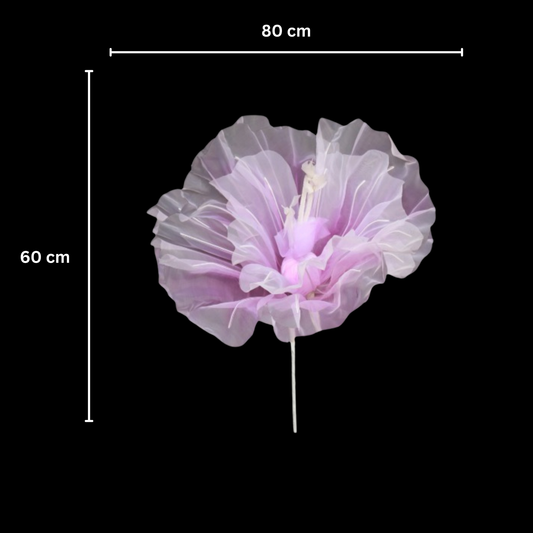 Organza Fabric Flowers Without Stand 70cm Purple (Pack of 10)