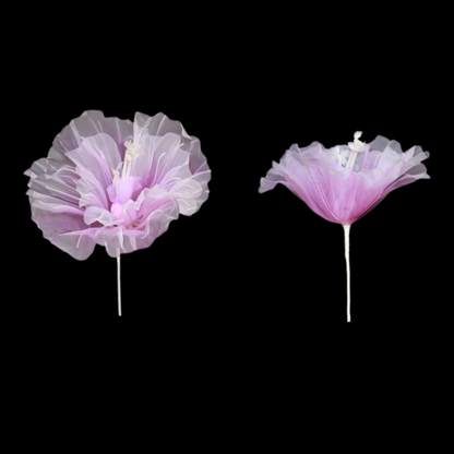 Organza Fabric Flowers Without Stand 70cm Purple (Pack of 10)