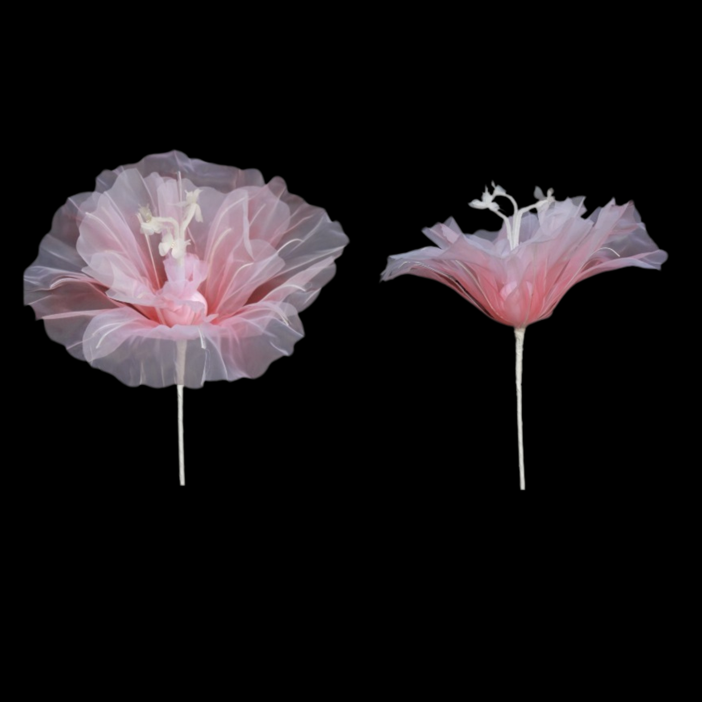 Organza Fabric Flowers Without Stand 70cm Pink (Pack of 10)