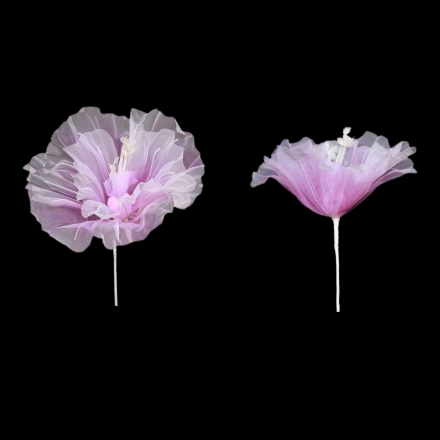 Organza Fabric Flowers Without Stand 50cm Purple (Pack of 10)