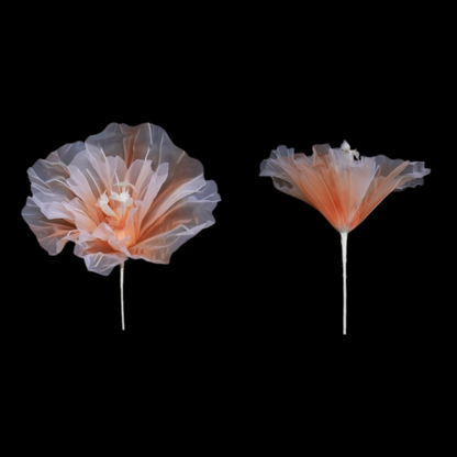 Organza Fabric Flowers Without Stand 50cm Orange (Pack of 10)