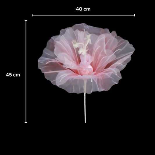 Organza Fabric Flowers Without Stand 40cm Pink (Pack of 10)