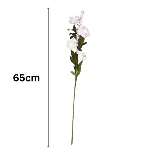Rose Stick 4-Flowers 26" Light Pink White (Pack of 10)