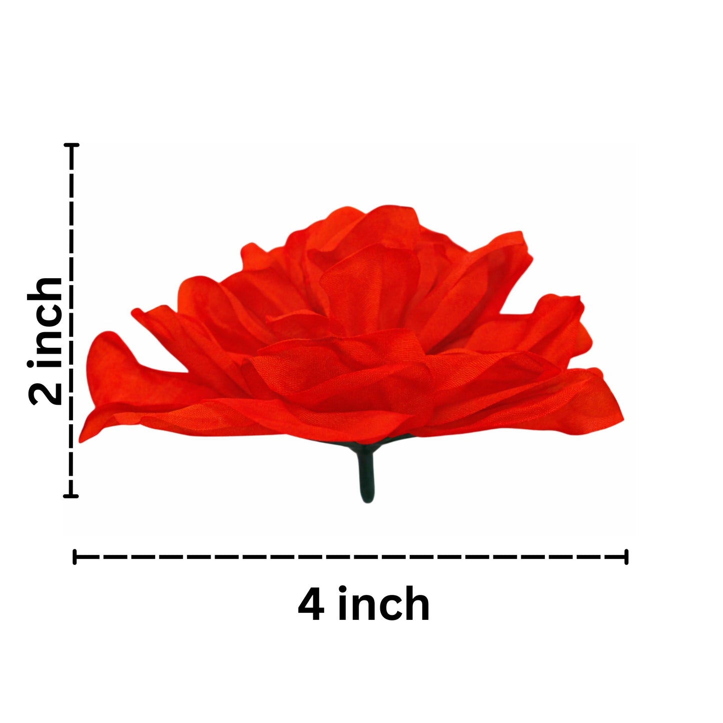 Red flower with dimensions labeled on a white background