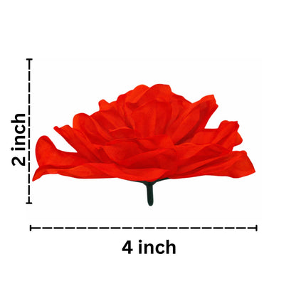 Red flower with dimensions labeled on a white background