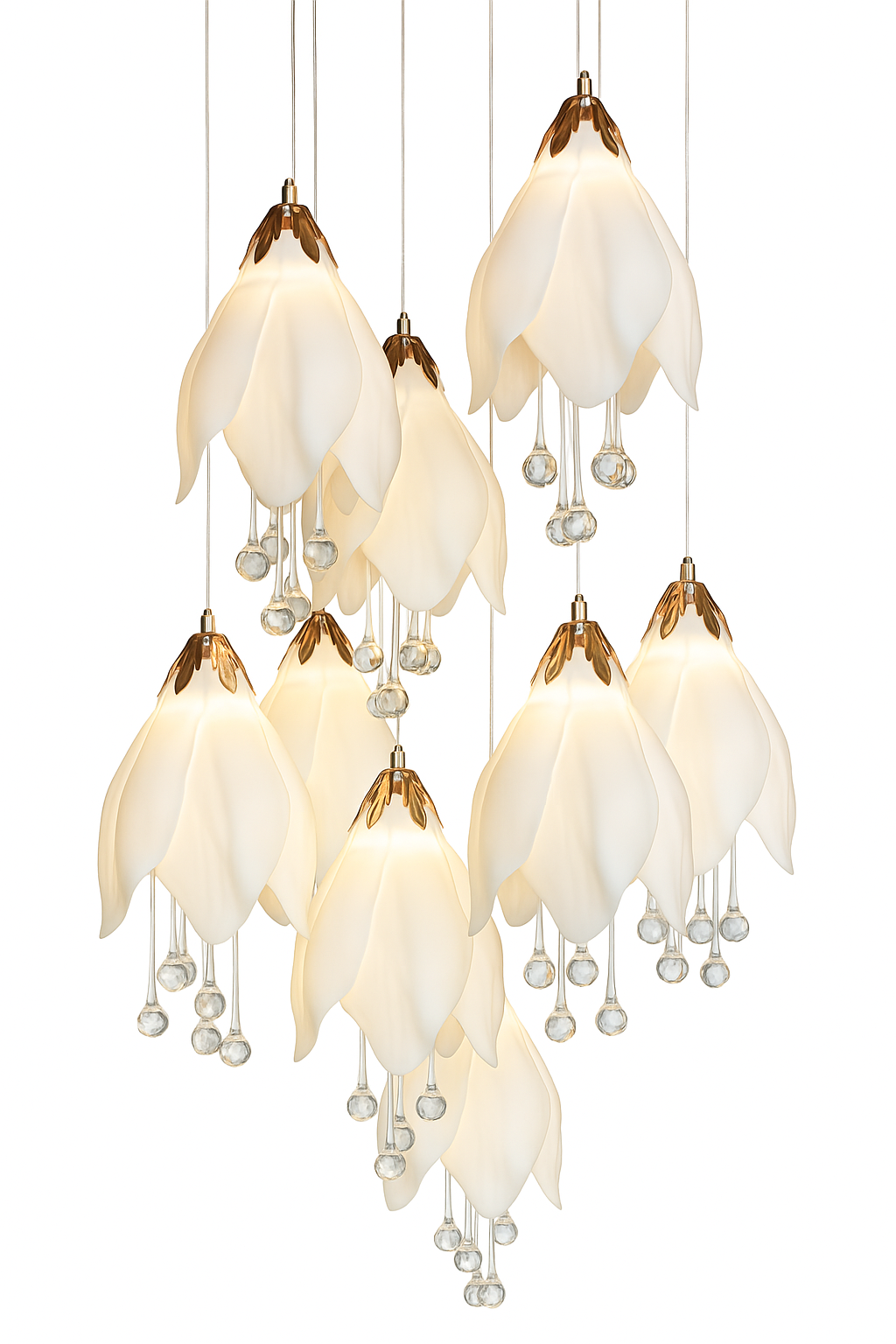 Hanging Lotus Lamp(Set of 10):White