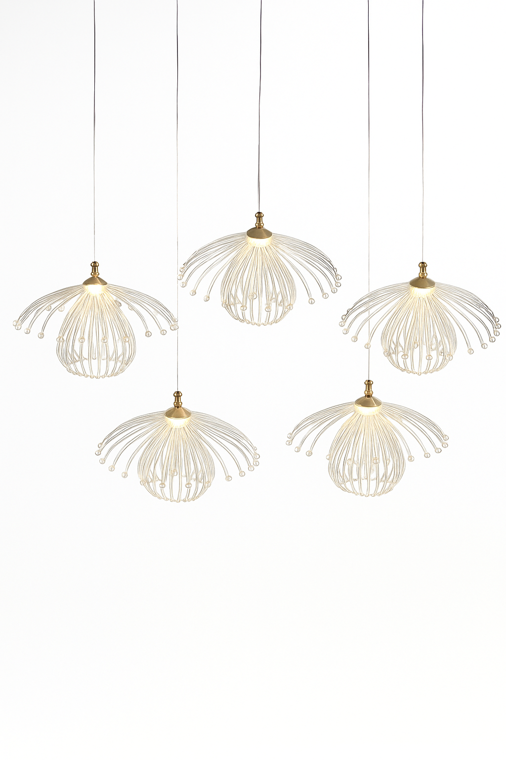 Hanging Acryliclic Mushroom Light Set of 5