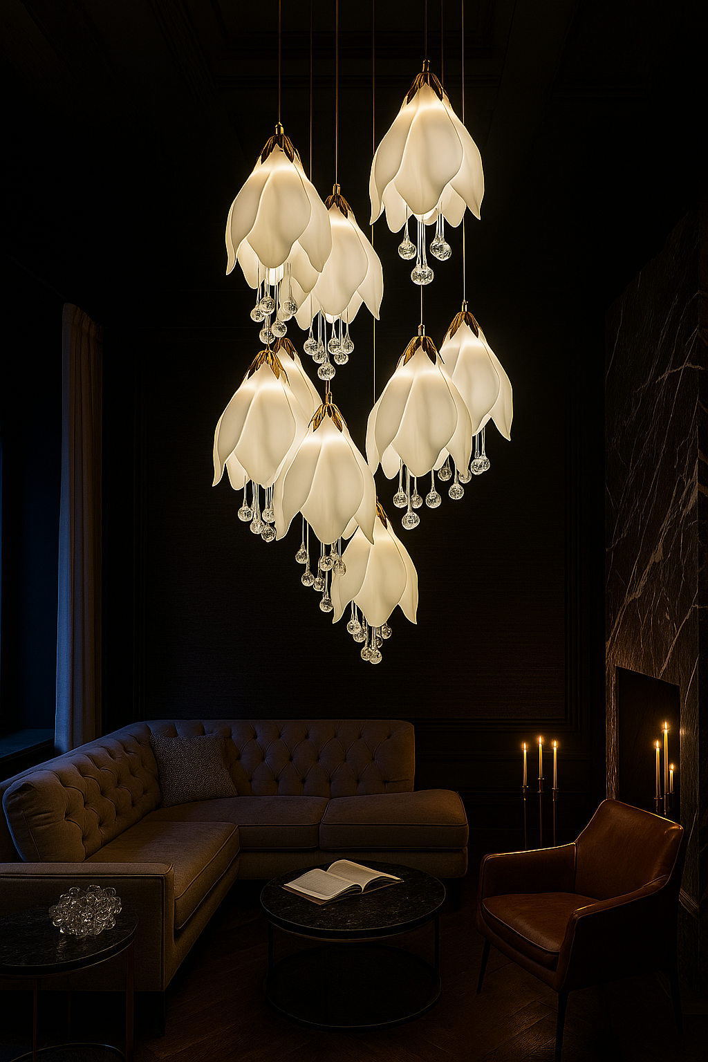 Hanging Lotus Lamp(Set of 10):White