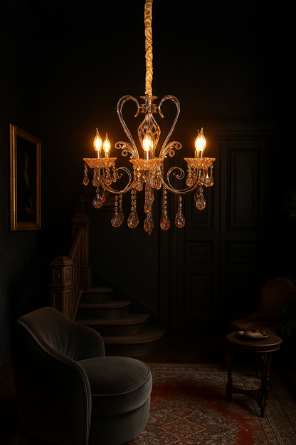 Antique Italian Crystal Style Ceiling Chandelier