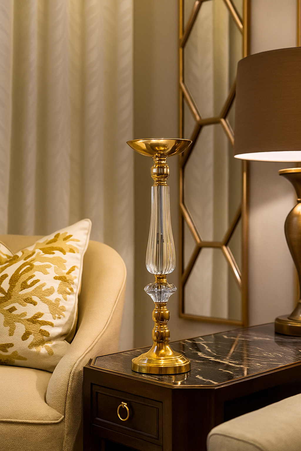 Metal Candle Stand (52.5cm)  Golden