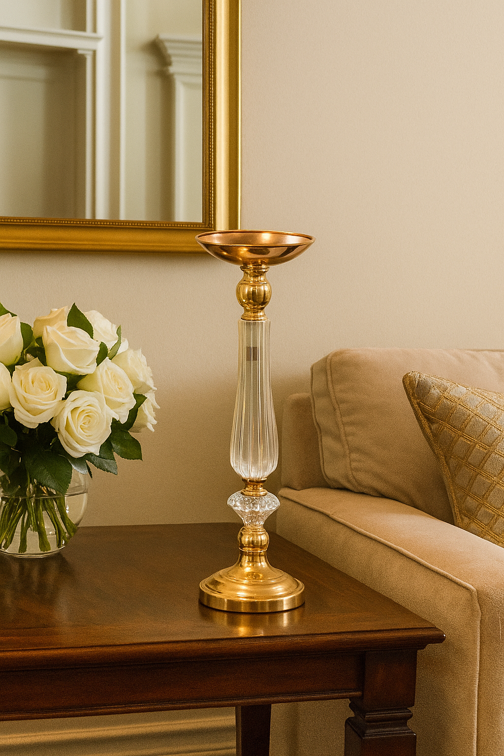 Luxury Gold Candle & Flower Stand (47cm)