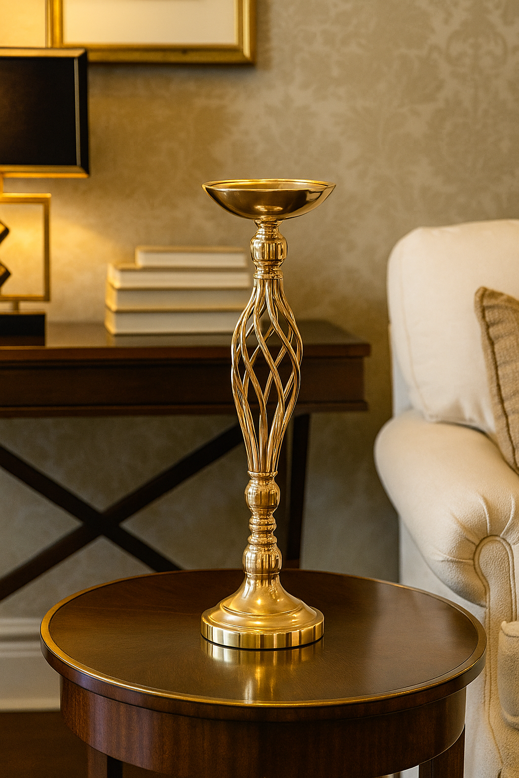 Twisted Cage Gold Floral Stand (48cm)