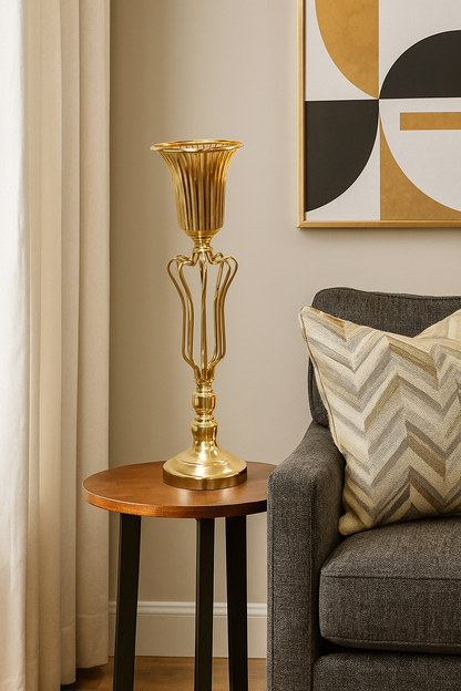 Gold Curved Cage Floral Stand (47cm)