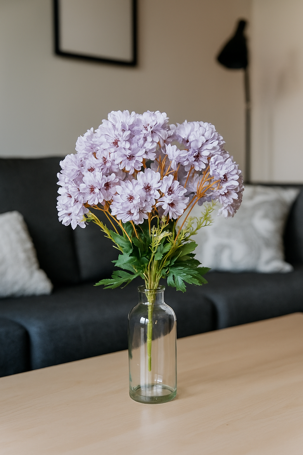 Chrysanthemum Flower Bunch 48cm Lavender (Pack of 5)