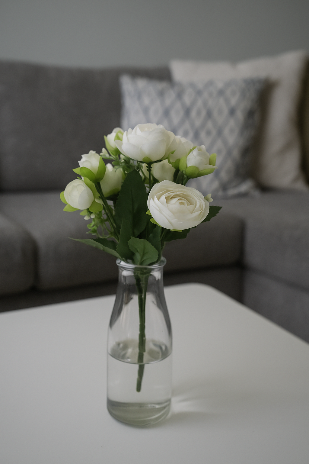 Peony Blooms Flower Bunch 30cm Off White (Pack of 5)