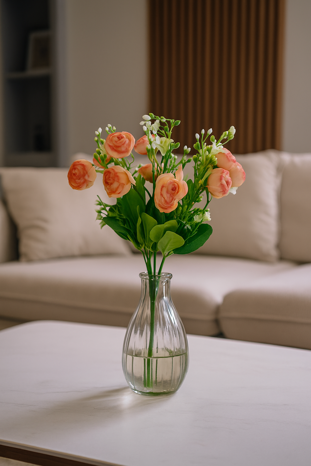 Peony Flower Bunch 43cm D/s Peach (Pack of 5)