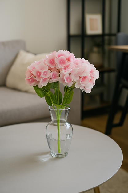 Premium Hydrangea Bunch5 Stick 48 cm Light Peach Pink (Pack of 5)