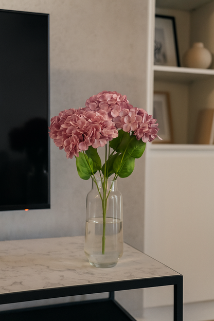 Premium Hydrangea Bunch 5 Stick 48 cm Onion Pink (Pack of 5)