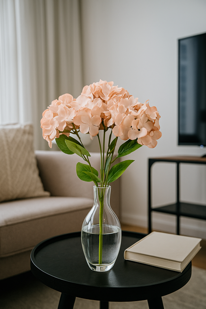 Premium Hydrangea Bunch5 Stick 48 cm Peach Brown (Pack of 5)