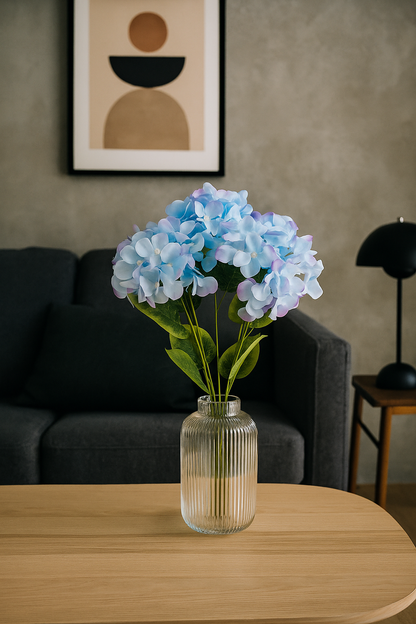 Premium Hydrangea Bunch5 Stick 48 cm Sky Blue Purple (Pack of 5)