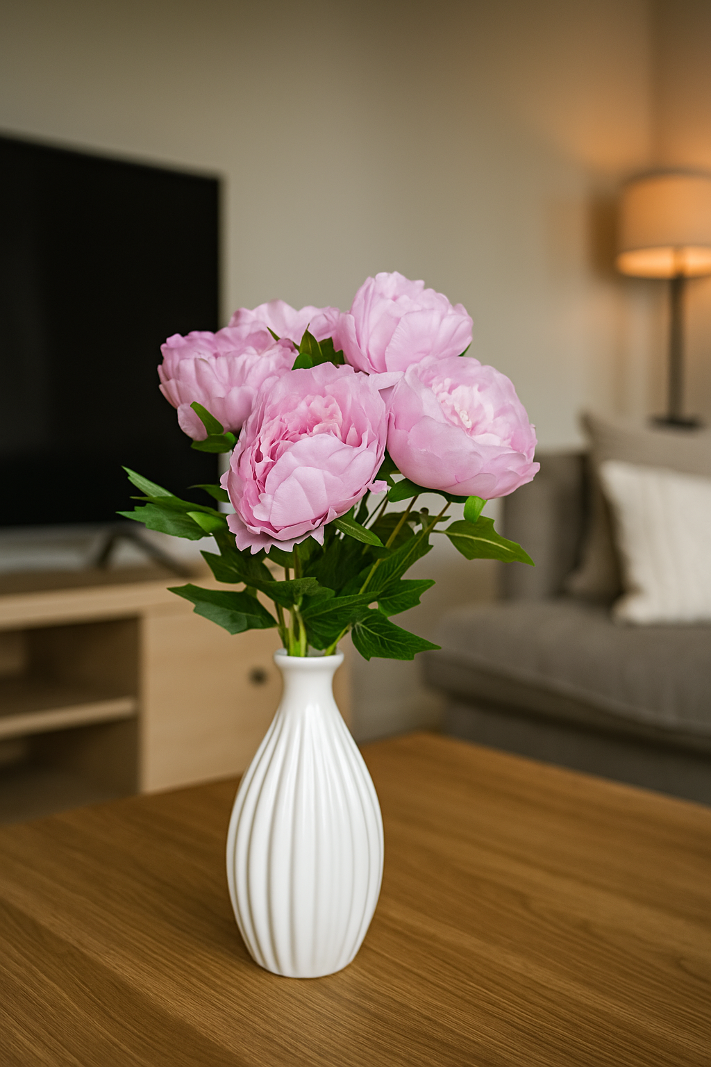 Premium Peony Bunch 5 Stick 48 cm Lavender (Pack of 5)