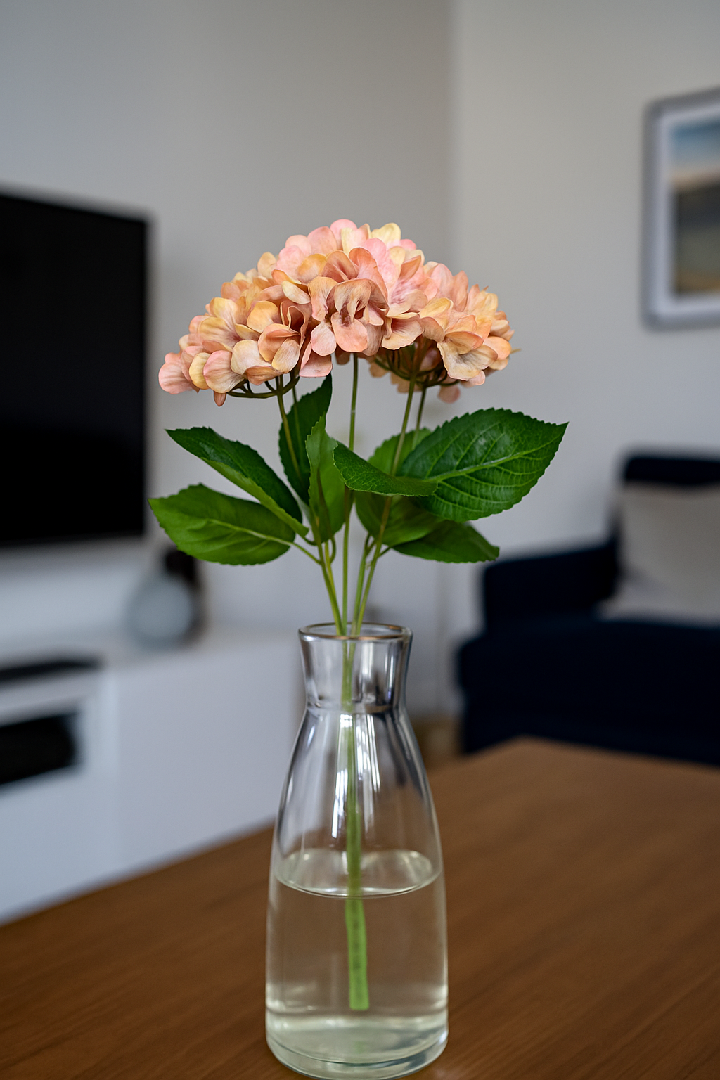 Bunch PU Hydrangea 5 Stick 44' Peach (Pack of 5)
