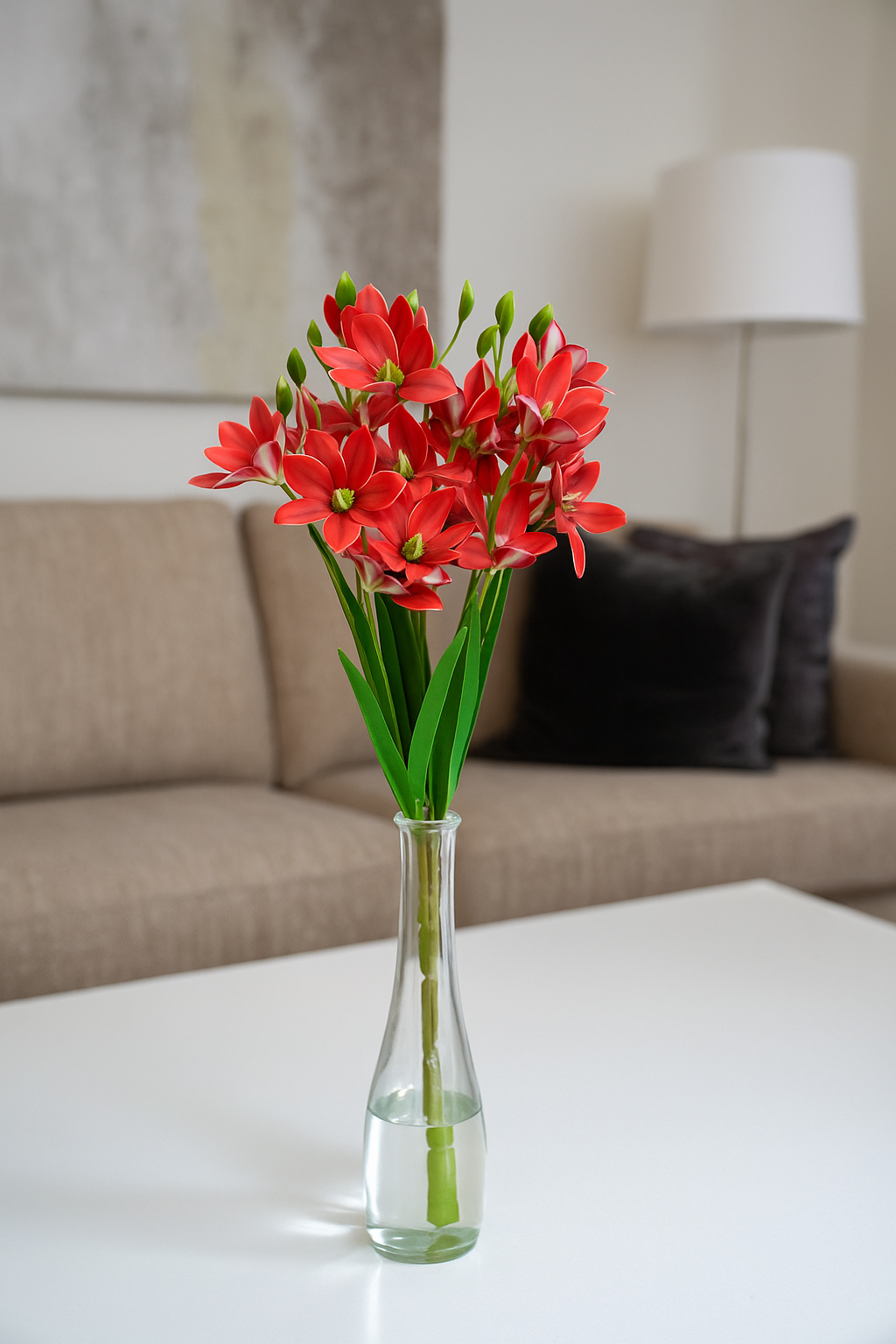 Bunch PU Lotus 5 Stick 56cm Red (Pack of 5)