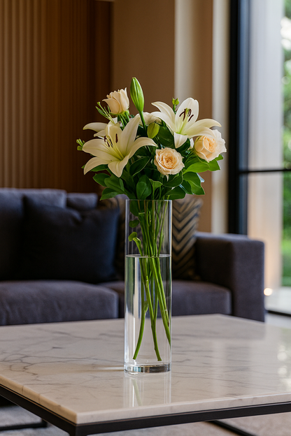 Acrylic Cylinder Vases For Floral Arrangement & Gifting (38cm)
