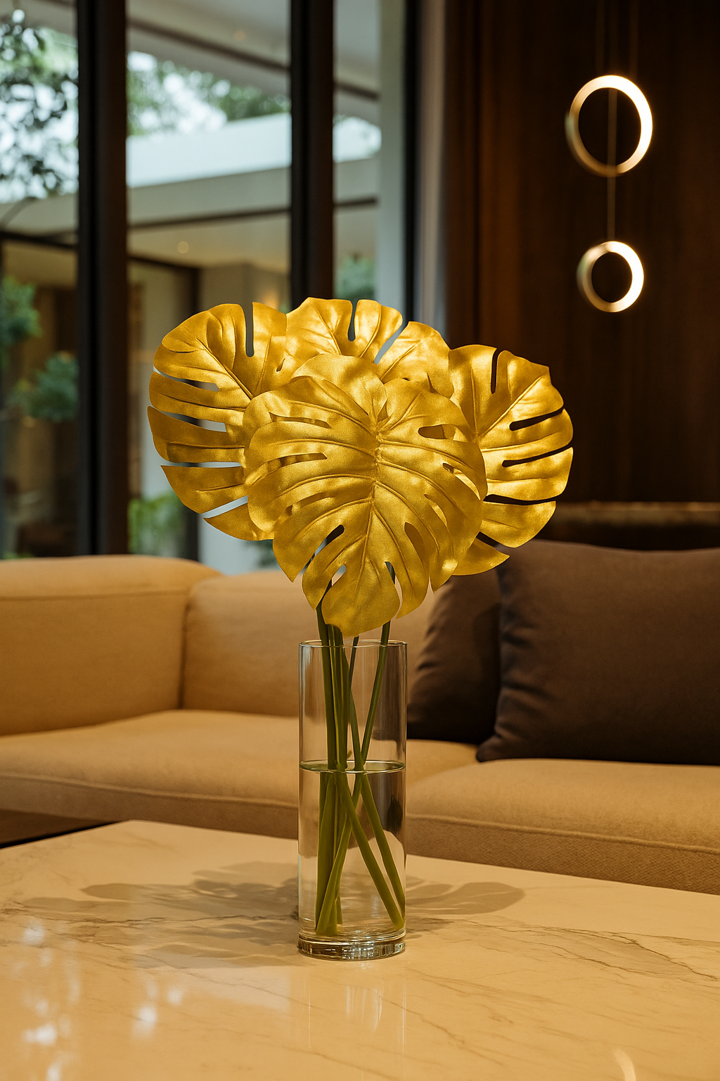 Monstera Leaf Stick 15" Golden (Pack of 10)