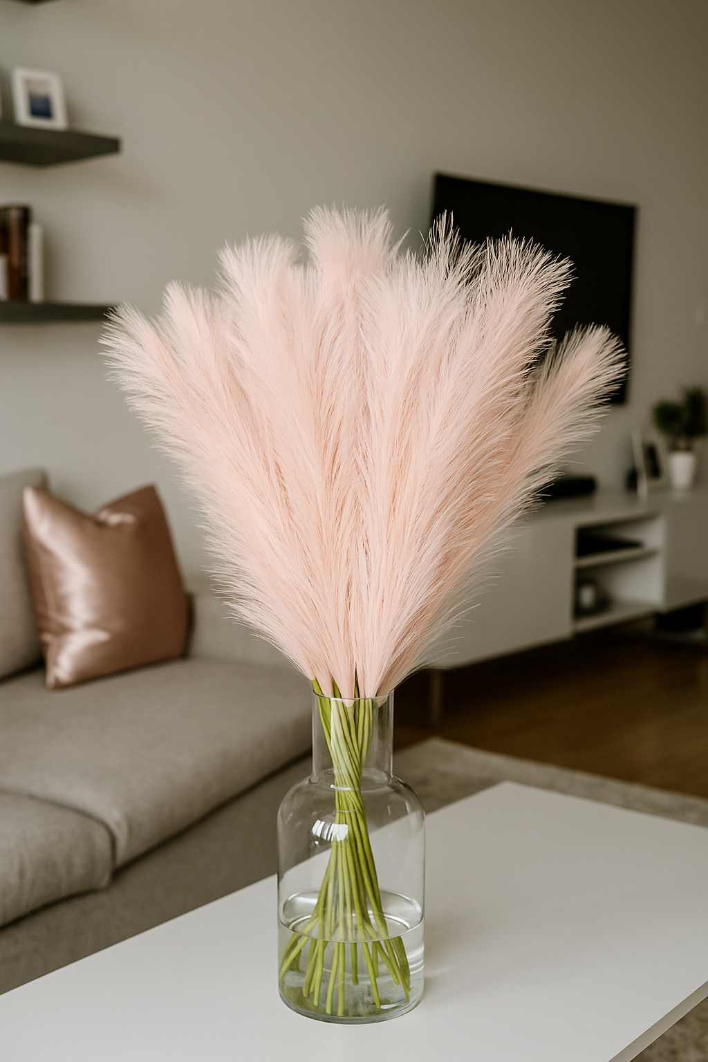 Pampas Grass Single Stick 21" Baby Pink (Pack of 10)