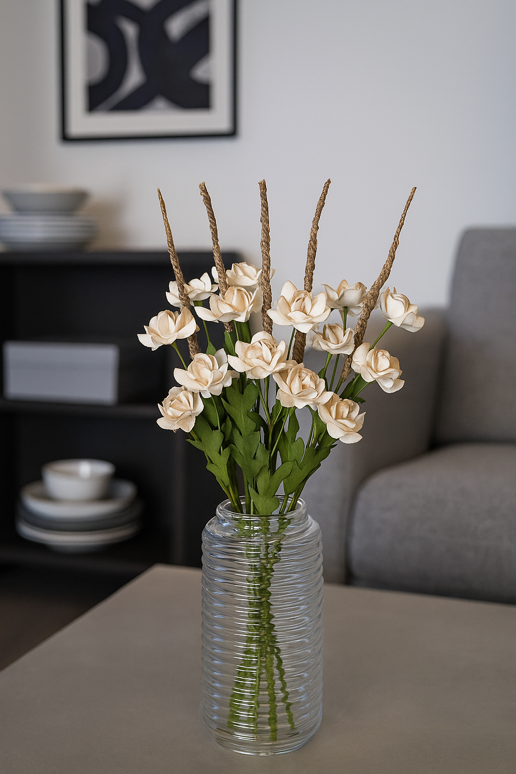 Rose Stick 4-Flowers 26" Light Brown (Pack of 10)