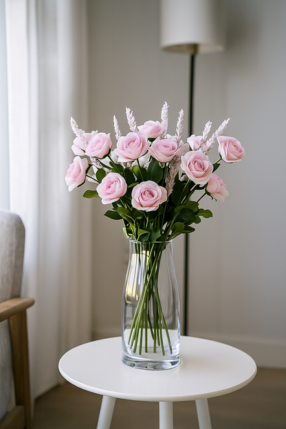 Rose Stick 4-Flowers 26" Light Pink White (Pack of 10)