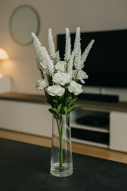 Rose Stick 4-Flowers 26" White (Pack of 10)