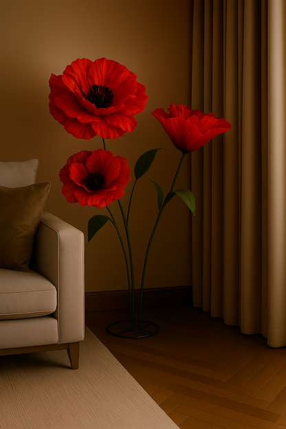 Organza Fabric Flowers Without Stand 70cm Red (Pack of 10)
