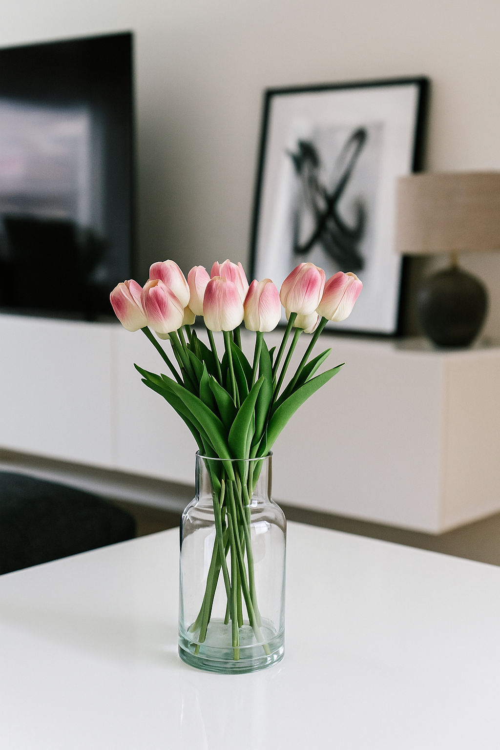 Tulip Stick 13" White Pink (Pack of 10)