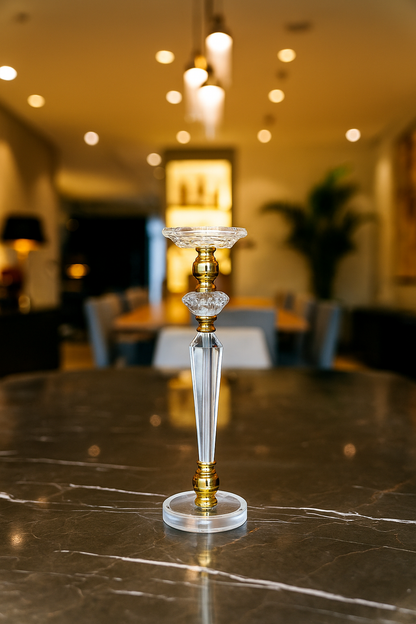 Elegant Gold & Clear Acrylic Crystal Candle Holder