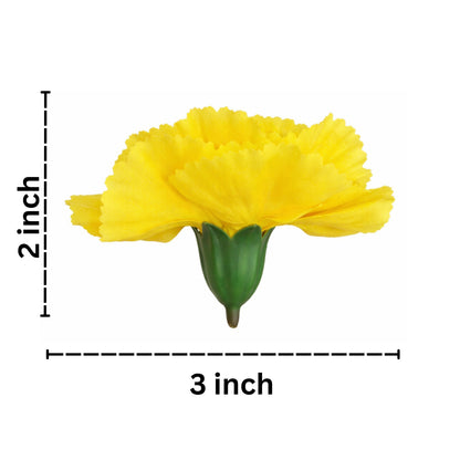 Yellow flower with dimensions labeled on a white background