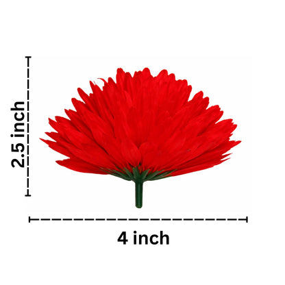 Red flower with dimensions labeled on a white background